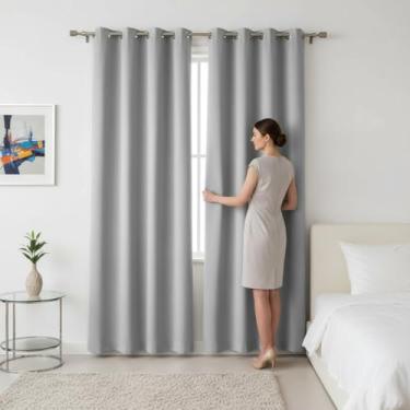 Imagem de Cortina Blackout ou Blecaute em Tecido Grosso Premium Quarto Sala branco creme cinza marrom (Cinza, 2,60 m x 1,80 m)