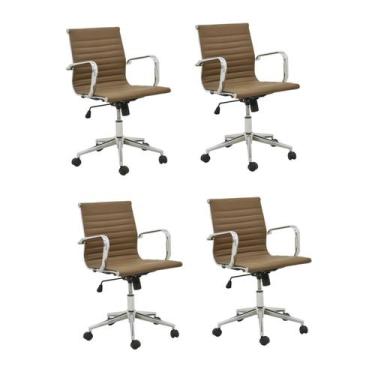 Imagem de Kit 4 Cadeiras de Escritório Diretor Esteirinha em material sintético 