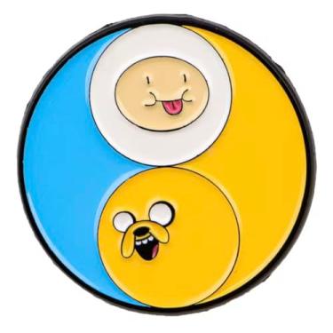 Imagem de Yin Yang Jake Dog Finn Come Along with Me Hora de Aventura Desenho Animado Programa de TV 3 cm Emblema Esmaltado