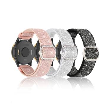 Imagem de Pulseira de nylon elástico brilhante compatível com Garmin Vivoactive 5/Vivoactive6/Forerunner 55/165/245, pulseiras de substituição elásticas macias e brilhantes ajustáveis de 20 mm para Garmin Venu