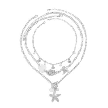 Imagem de Conjunto de colar de estrela do mar, 3 peças, banhado a ouro, concha do mar, gargantilha em camadas, boêmio, joia de praia para mulheres, surfista, verão, praia, festa, Havaí, costeira, avó