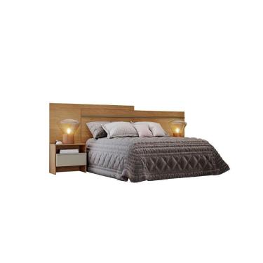 Imagem de Painel Cama Box Madeirado - Prime 2 Mesas C- 2 Gavetas Casal Freijo Cumaru Fendi - Novo Horizonte