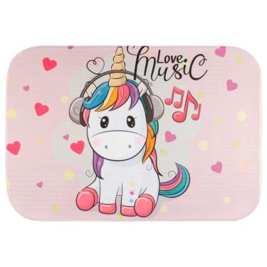Imagem de Tapete Estampado Unicórnio Rosa 60cm X 40cm Antiderrapante