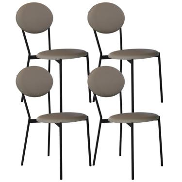 Imagem de Kit 04 Cadeiras Estofada Para Sala De Jantar Azuri Preto C01 Courino Cinza - Lyam Decor