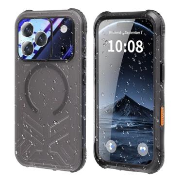 Imagem de Djuiofdja Capa à prova d'água para iPhone 17 Pro - Capa protetora para celular de corpo inteiro com protetor de tela embutido, capa protetora subaquática para natação, mergulho com snorkel, preto
