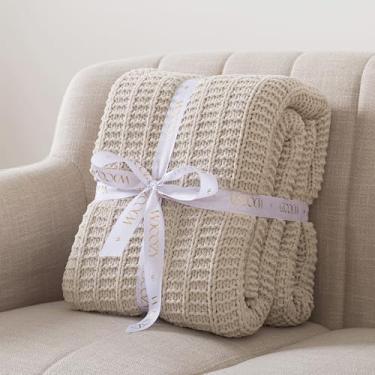 Imagem de WDCOZY Cobertor de malha grossa para sofá, manta decorativa de malha de chenille super macio para sofá-cama, cobertor texturizado aconchegante de crochê felpudo para casa de fazenda, decoração de sala