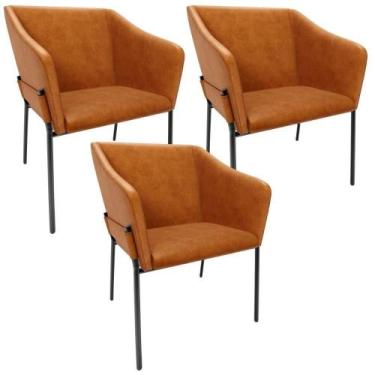 Imagem de Kit 3 Cadeiras Para Sala De Jantar Estar Living Olívia L02 material si