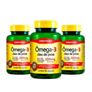 Imagem de Kit 03 ômega 3 óleo De Peixe 1000 Mg Maxinutri 60 Capsulas