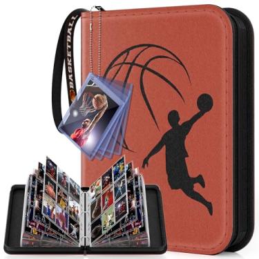 Imagem de Fichário para cartões de basquete com 720 bolsos, fichário de cartão esportivo com design de exibição de cartão, suporte de cartão premium com pulseira de padrão esportivo adequado para cartas de