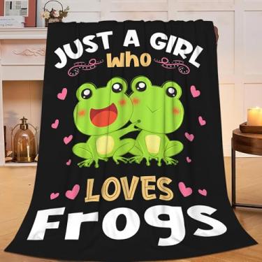 Imagem de Cobertor de sapo Just A Girl Who Loves Frogs Cobertor para crianças, meninas, adultos, mulheres, homens, super macio, aconchegante, pelúcia, fofo, felpudo, felpudo, cobertor de lã felpuda decoração