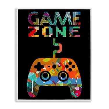 Imagem de Stupell Industries Arte giclée emoldurada cinza da zona de jogo retrô colada, design por Marcus Prime, 50 x 40 cm