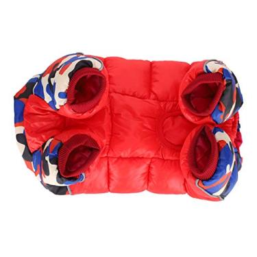 Imagem de Acouto Macacão de Inverno para Cachorro de Estimação, Casaco Grosso Quente, Roupas Camufladas Vermelhas Com Elementos Reflexivos e Zíper para Fácil Uso (10#)