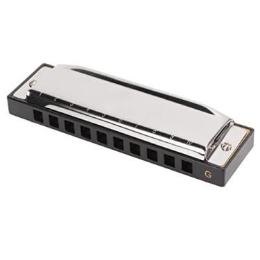 Imagem de RiToEasysports Gaita G Tone, Gaita Profissional Com 10 Furos e 20 Tons para Iniciantes e Resistente, Portátil, Infantil, Prata