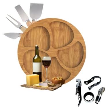 Imagem de Kit Petisqueira Redonda Para Frios e Queijo Com Molheira Ramekin Garfinhos Acessórios Para Vinho(Modelo 1)