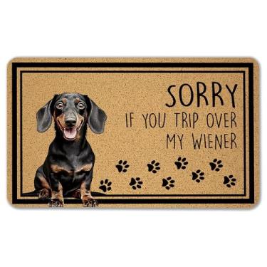 Imagem de WARDOS Tapete de porta engraçado Dachshund, capacho de cachorro Wiener para porta da frente interna e externa, tapete de boas-vindas engraçado para cães, presentes para amantes de dachshund, 43 x 76