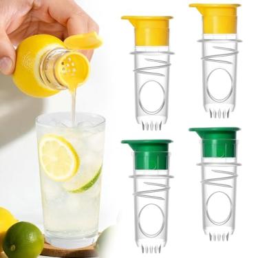 Imagem de Espremedor de limão, 4 peças de espremedor manual com filtro, espremedor de frutas cítricas portátil para limão/limão/laranja, espremedor de limão de grau alimentício livre de BPA, fácil de limpar e