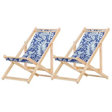 Imagem de Kit 2 Cadeira Espreguiçadeira Dobrável S-b-folhas Brancas