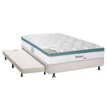 Imagem de Cama Box C/Auxiliar Casal: Colchão Herval Masterpocket Meditare + Base Crc Courano Branco(138X188)