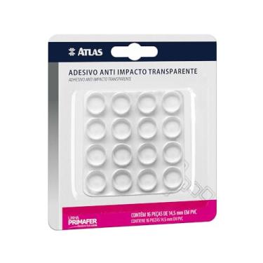 Imagem de Atlas - Anti Impacto Adesivo D15x3,5mm em PVC, Cartela com 12 Peças Transparentes