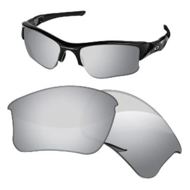 Imagem de Biyxpiv Lentes de substituição de 1,5 mm compatíveis com óculos de sol Oakley Flak Jacket XLJ OO9009, antiarranhões e resistentes a impactos, Prata escura espelhada