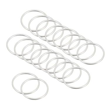 Imagem de PATIKIL Brincos de argola de contas, 60 peças de brincos de argola de cobre com contas redondas para artesanato faça você mesmo, bijuterias, suprimentos para colar (16 mm, prata)