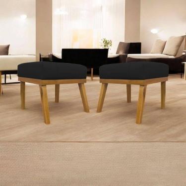 Imagem de Kit 2 Puffs Decorativos Firenze Retangular - Preto Corino