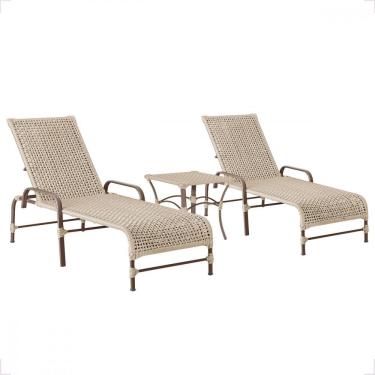 Imagem de 2 Cadeiras Espreguiçadeira Piscina Corda Náutica E Mesa Rami