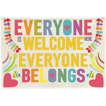 Imagem de Faixa de festa de boas-vindas, acessórios de decoração de faixa retangular, faixa de lona, cartaz, placa de parede, entrada, jardim, porta da frente, bandeira, aniversário, casamento, presente de