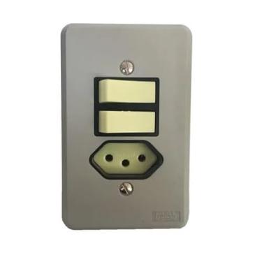 Imagem de CONJUNTO DE DOIS INTERRUPTORES PARALELOS + TOMADA 2P+T 4X2 10A PRETA - SILENTOQUE - PIAL - 054390