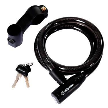 Imagem de Cadeado Espiral de Aço Revestido para Bicicleta, 1m x 12mm, 2 Chaves, Suporte Incluído