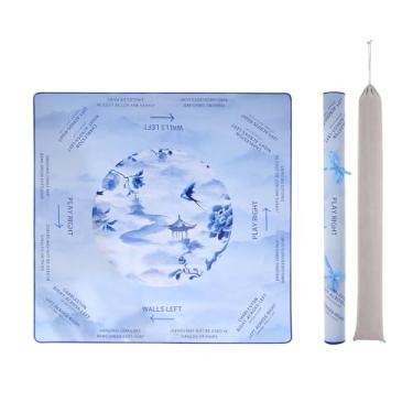 Imagem de Dawnrait® Mahjong Mat for Table with Learning Rules - 33" Neoprene American Mah Jongg Accessories and Gifts -Noise Reduction & Non-Slip Board Game Cloth Cover | Domino Pocker Card (Blue)