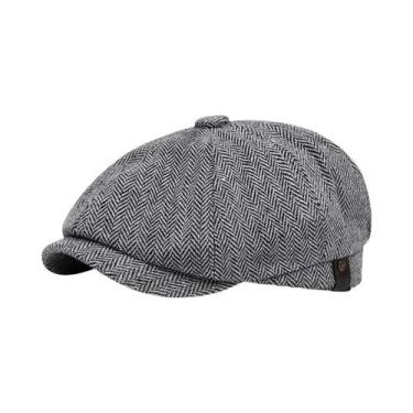 Imagem de Boina Masculina Vintage Listrada Espinha De Peixe Para Uso Casual Diár
