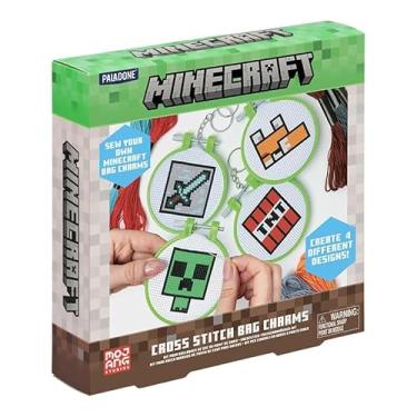 Imagem de Paladone Conjunto de 4 berloques de ponto cruz oficialmente licenciado pela Minecraft, trepadeira, TNT, espada e raposa, presente ideal para meninos e presentes, artes e artesanato, decoração e