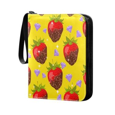 Imagem de Wassud Fichário de 4 bolsos para cartões colecionáveis Sweet Strawberry comporta 400 cartões padrão à prova d'água TCG CCG MTG álbum presentes para colecionadores meninos meninas