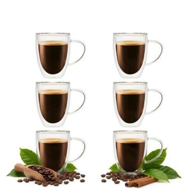 Imagem de Caneca de Vidro Duplo 350ml Parede Dupla Xícara Térmica para Chá Café 