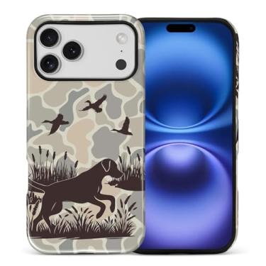 Imagem de ANLUN STORE Capa para iPhone 17 Pro Max, proteção dupla híbrida TPU macio + PC rígido à prova de choque, capa protetora antiarranhões e fina para homens e mulheres - design camuflado de cachorro de