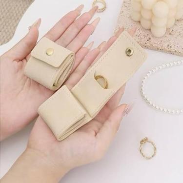 Imagem de Pequena bolsa de joias para anéis e brincos, bolsa envelope de veludo de camurça macia com botão de pressão, mini organizador de viagem para alianças de casamento, brincos e armazenamento de colar, 1