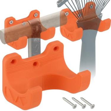 Imagem de Homakover 3 ganchos de ferramentas de jardim para oficina de galpão de garagem, gancho organizador de parede de plástico para ancinhos, pás, vassouras, serras de poda