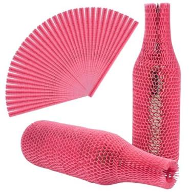 Imagem de Conjunto de 64 sacos de vinho para viagem de papel de favo de mel, mangas de garrafa de licor de vidro reutilizáveis, segurança endurecida à prova e resistência a impactos para envio embalagem