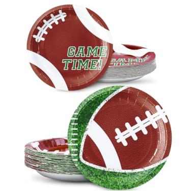 Imagem de ZVK Conjunto de pratos de papel para festa de futebol americano 18 cm, pratos de sobremesa, pratos de jantar de 23 cm, descartáveis