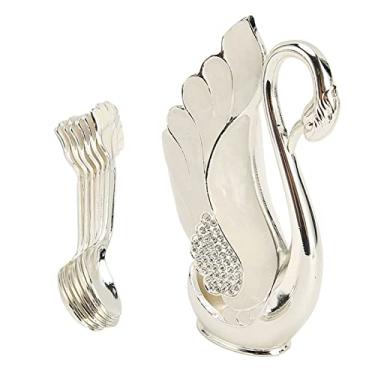 Imagem de aqxreight Conjunto de Colheres de café Prateado Moderno Material de Liga Polido Efeito Rebarbas Colheres de chá Conjunto de Garfo para Festa Garfo Sobremesa Cozinha Modo de de Caféconjunto de de