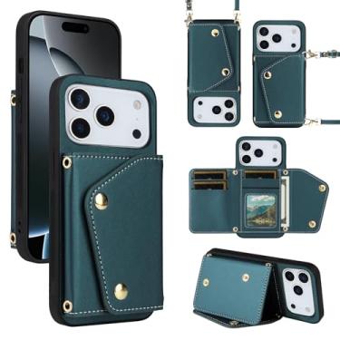 Imagem de Dibosom Capa carteira de luxo para iPhone 17 Pro Max de 6,9 polegadas com 5 compartimentos para cartão fina e alça de ombro, suporte para cartão de crédito, capa para celular para i Phone17 17Pro i17