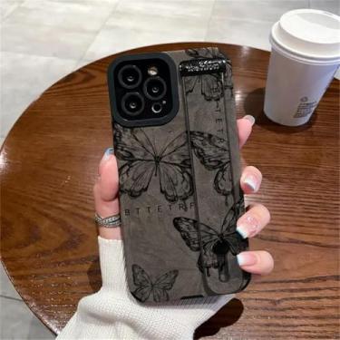 Imagem de IRTGFG Capa protetora para pulseira retrô com suporte para iPhone 16 Plus, à prova de choque (para iPhone 16 Plus/preto)