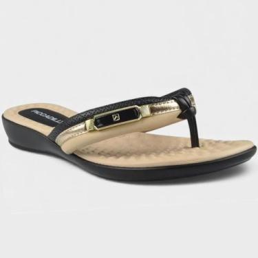 Imagem de Chinelo Anabela Piccadilly Detalhe Feminino - Preto e Bege, 36