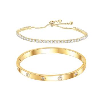 Imagem de VanSabrina Conjunto de pulseira banhada a ouro, Medium, Aço inoxidável, Sem Pedra Preciosa