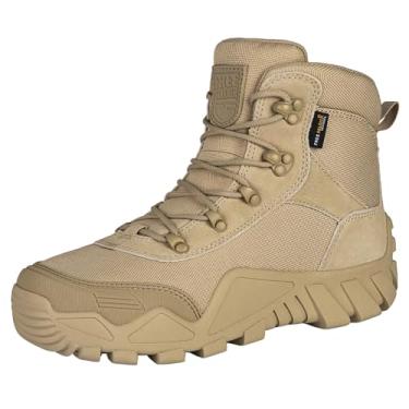 Imagem de FREE SOLDIER Botas de caminhada masculinas à prova d'água botas táticas de trabalho ao ar livre botas militares leves (bronze, EUA 7)