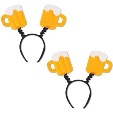 Imagem de Beistle Pacote com 2 canecas de cerveja, faixa de cabeça amarela de caneca de cerveja e acessório de fantasia alemã, chapéu para festa do Dia de São Patrício e Oktoberfest