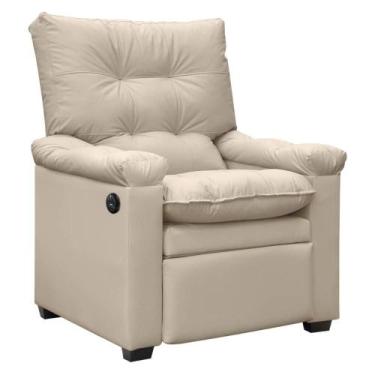 Imagem de Poltrona Reclinável com Massagem Imperador Couro Facto Bege - SOFA STO