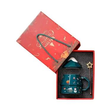 Imagem de Conjunto De Canecas De Cerâmica Com Tema De Árvore De Natal Com Colher