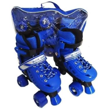 Imagem de Patins Quad Ajustável Infantil com Freio Frontal – Conforto e Segurança(AZUL SEM LED SEM KIT,DO 33 AO 36)